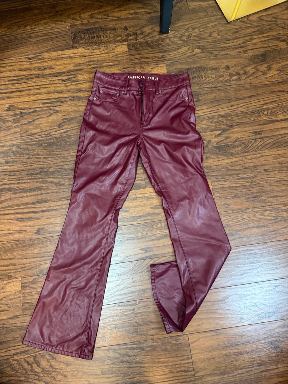 American Eagle Outfitters Women's Faux Leather Flare Jeans - Burgundy